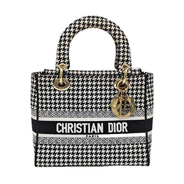 Authenticated pre-owned  Lady D-Lite Medium Canvas Black - Tote Bag at Looply