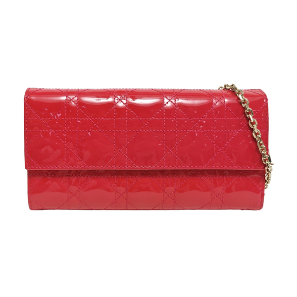 Lady Dior Cannage Piel de Charol Roja