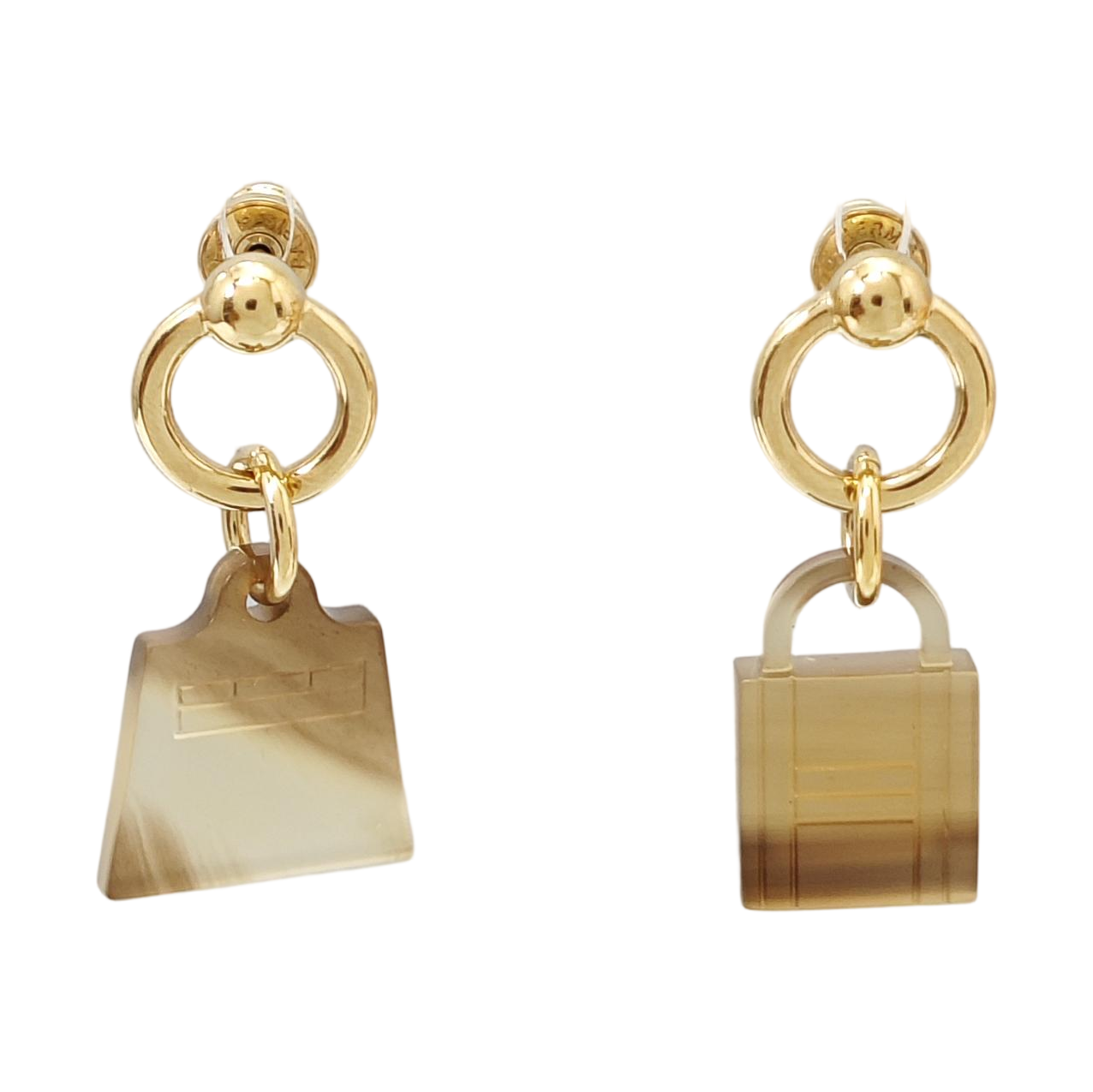 Amulette Maroquinier Metal Brown Stud Earrings