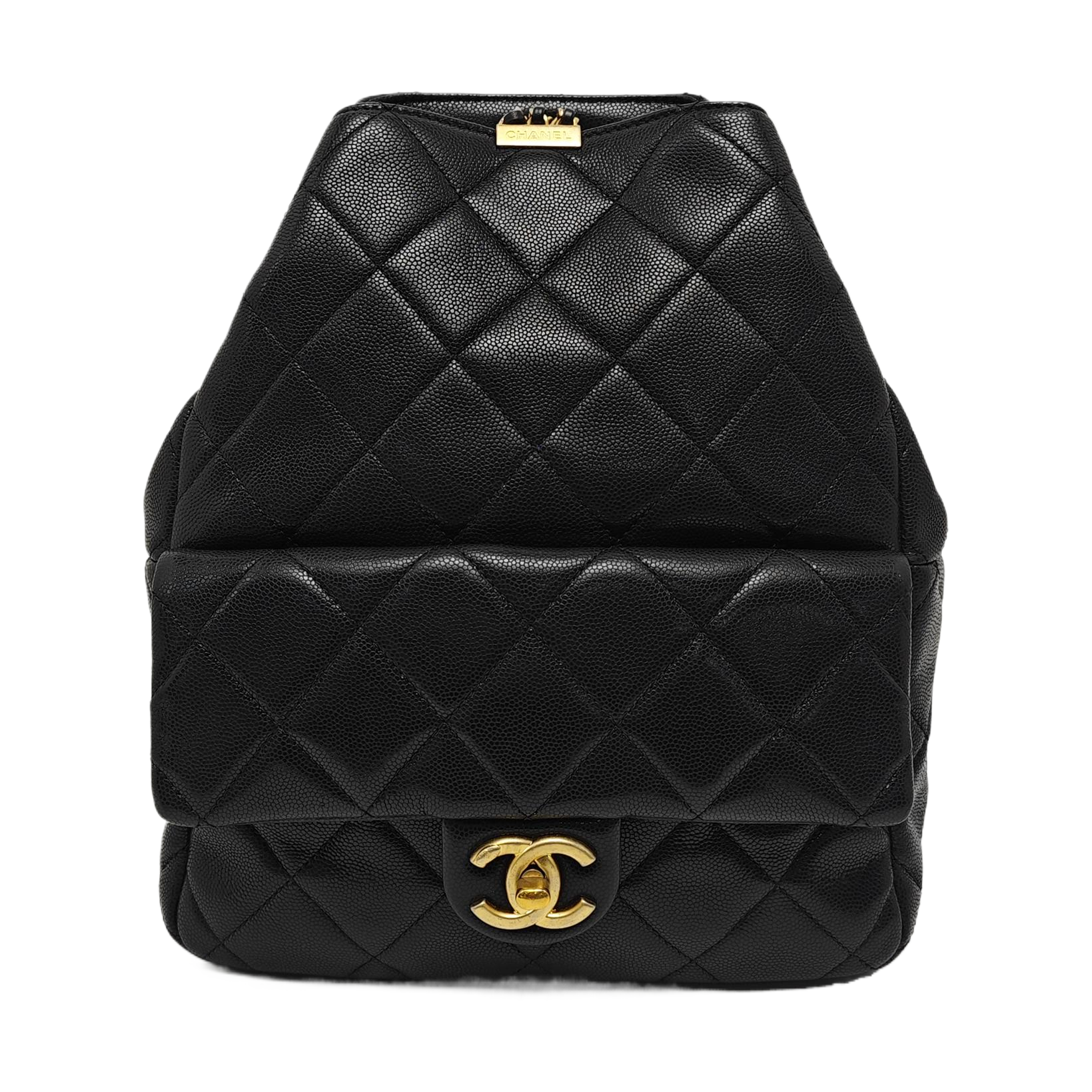 Quilted Grained Calfskin Backpack Black