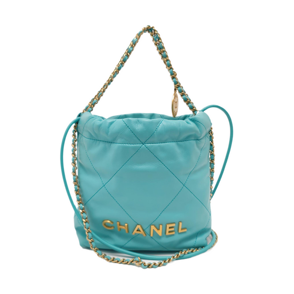 CHANEL 22 Mini Quilted Calfskin Blue