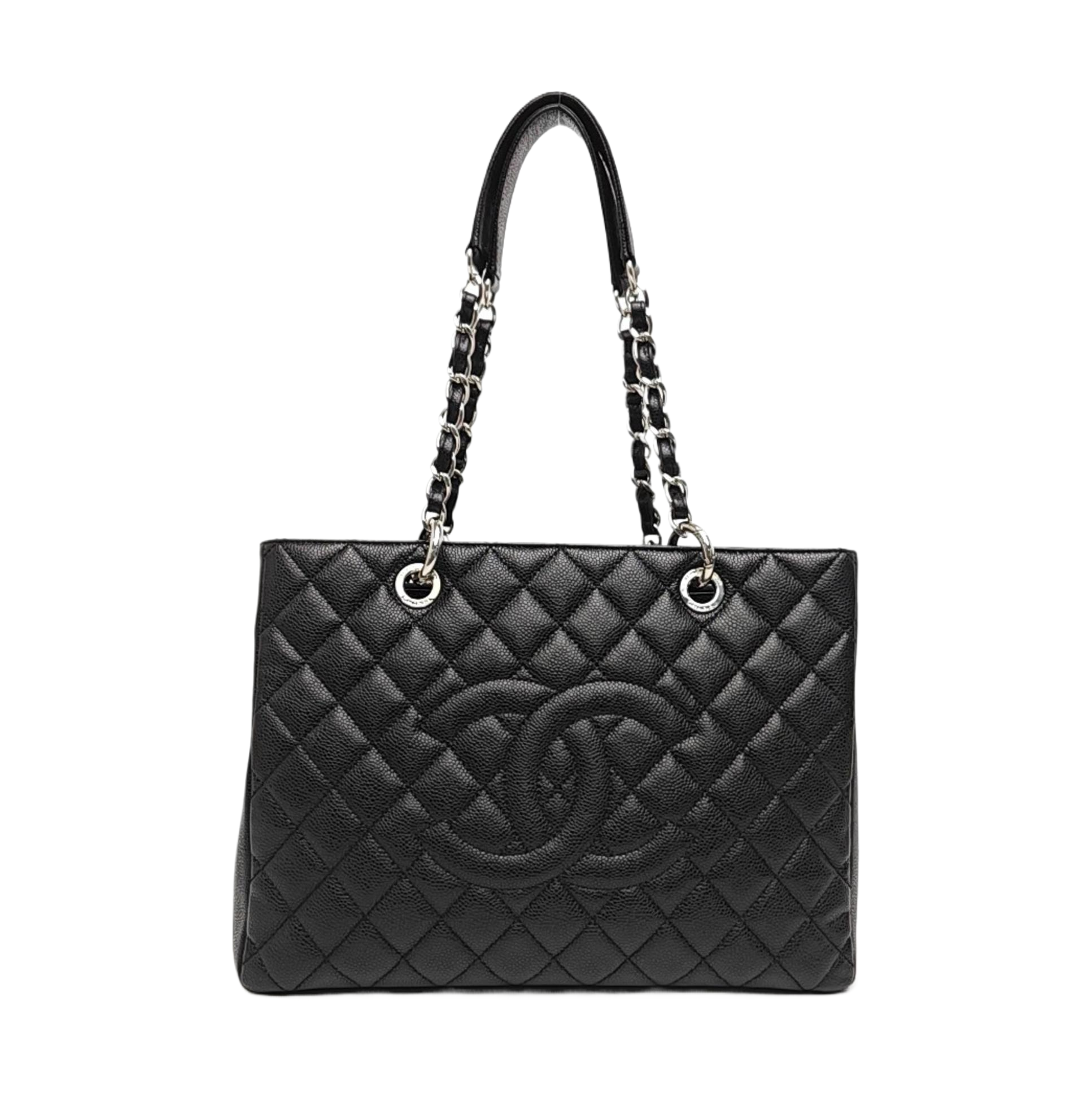 CHANEL GST Large Quilted Grained Calfskin Black