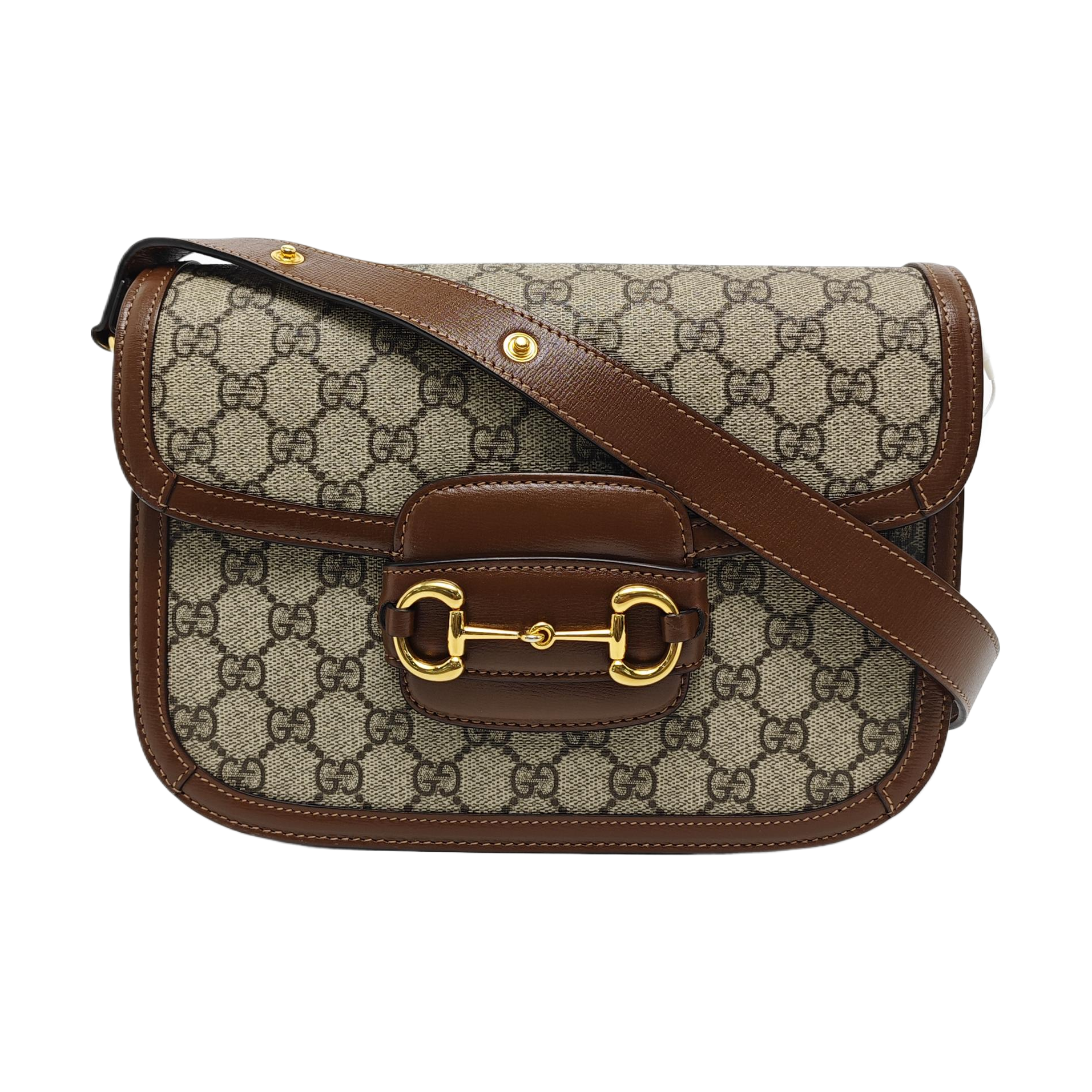 Horsebit 1955 Medium Monogram Coated Canvas Beige