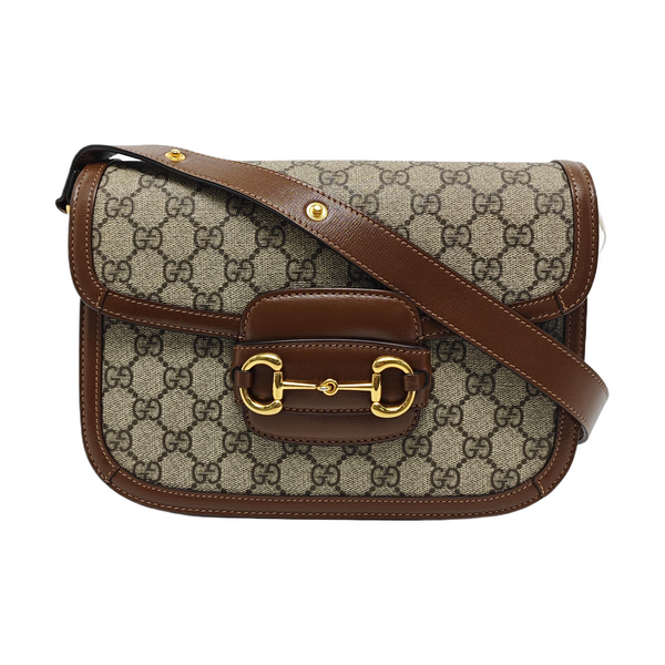 Horsebit 1955 Medium Monogram Coated Canvas Beige