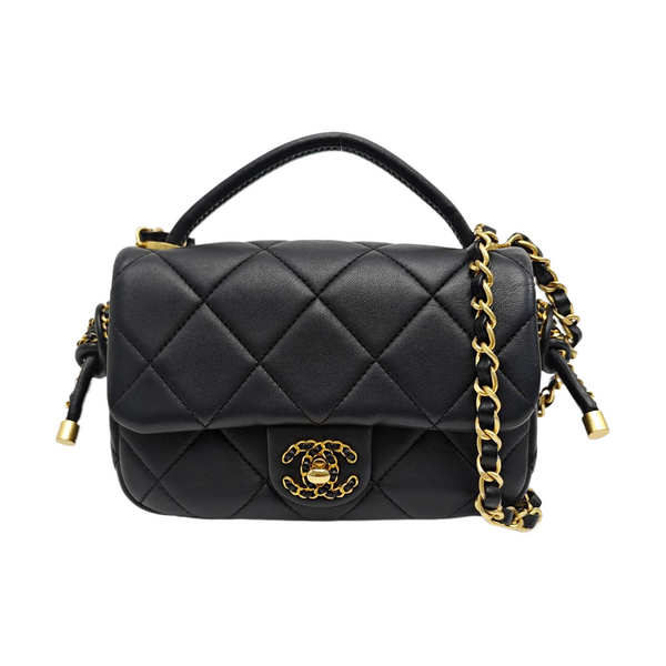 Quilted Lambskin Shoulder Bag Black