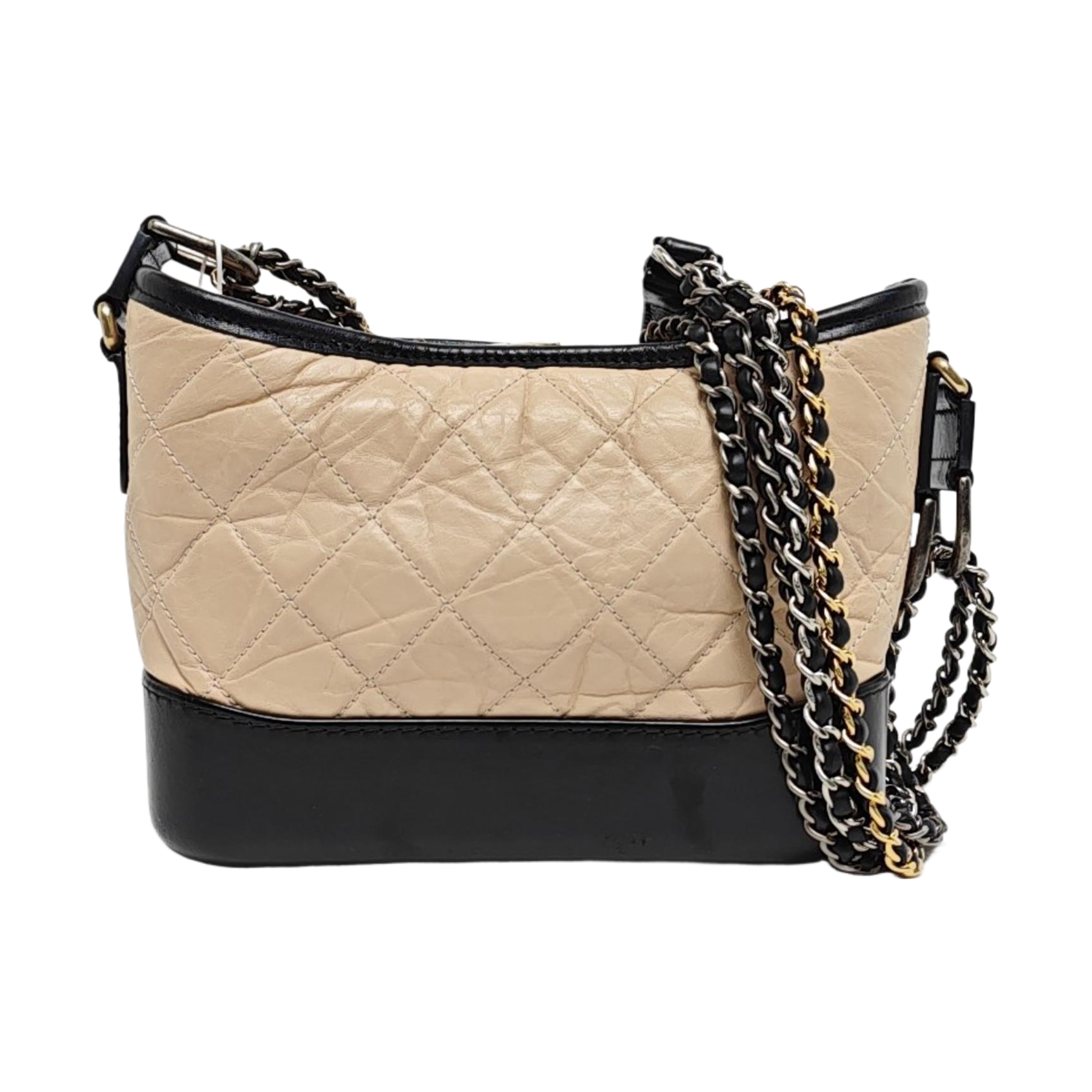 GABRIELLE Small Quilted Calfskin Beige