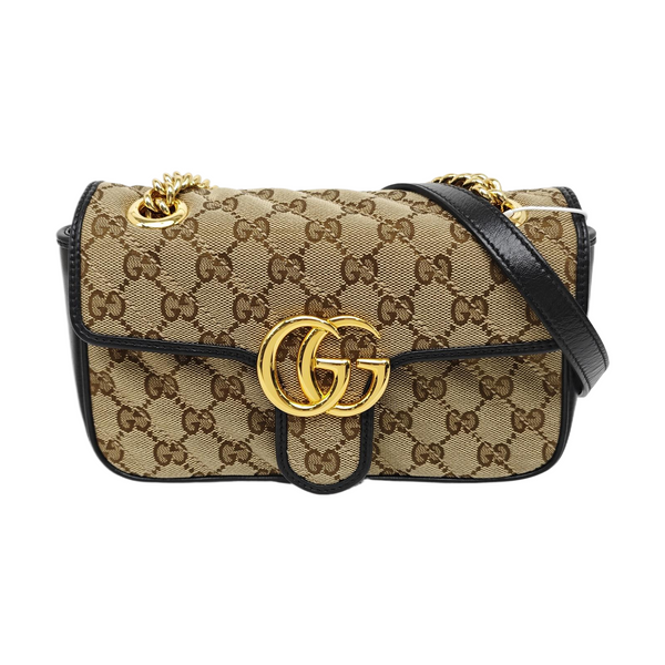 GG Marmont Small Quilted Canvas Brown