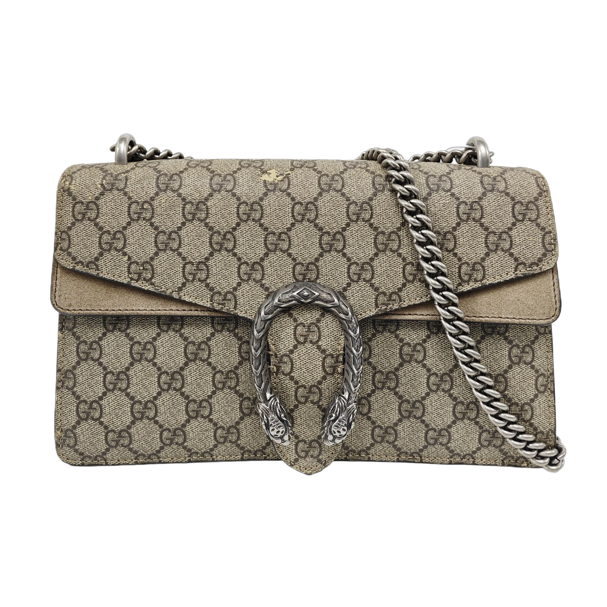 Dionysus Small Monogram Coated Canvas Beige