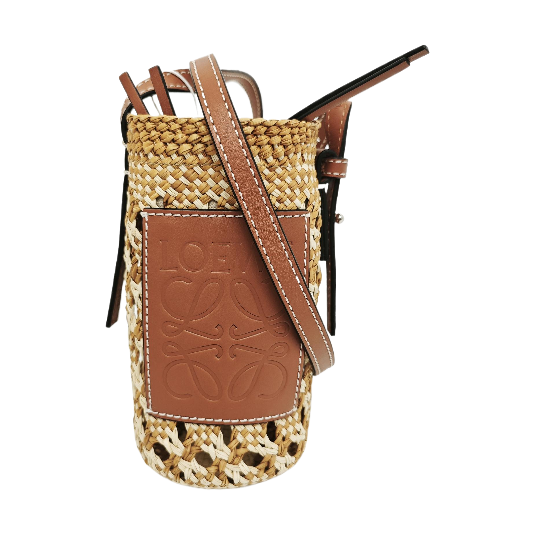 Straw Bucket Bag Brown