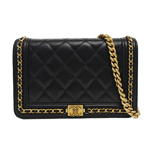 BOY CHANEL Mini Quilted Grained Calfskin Black