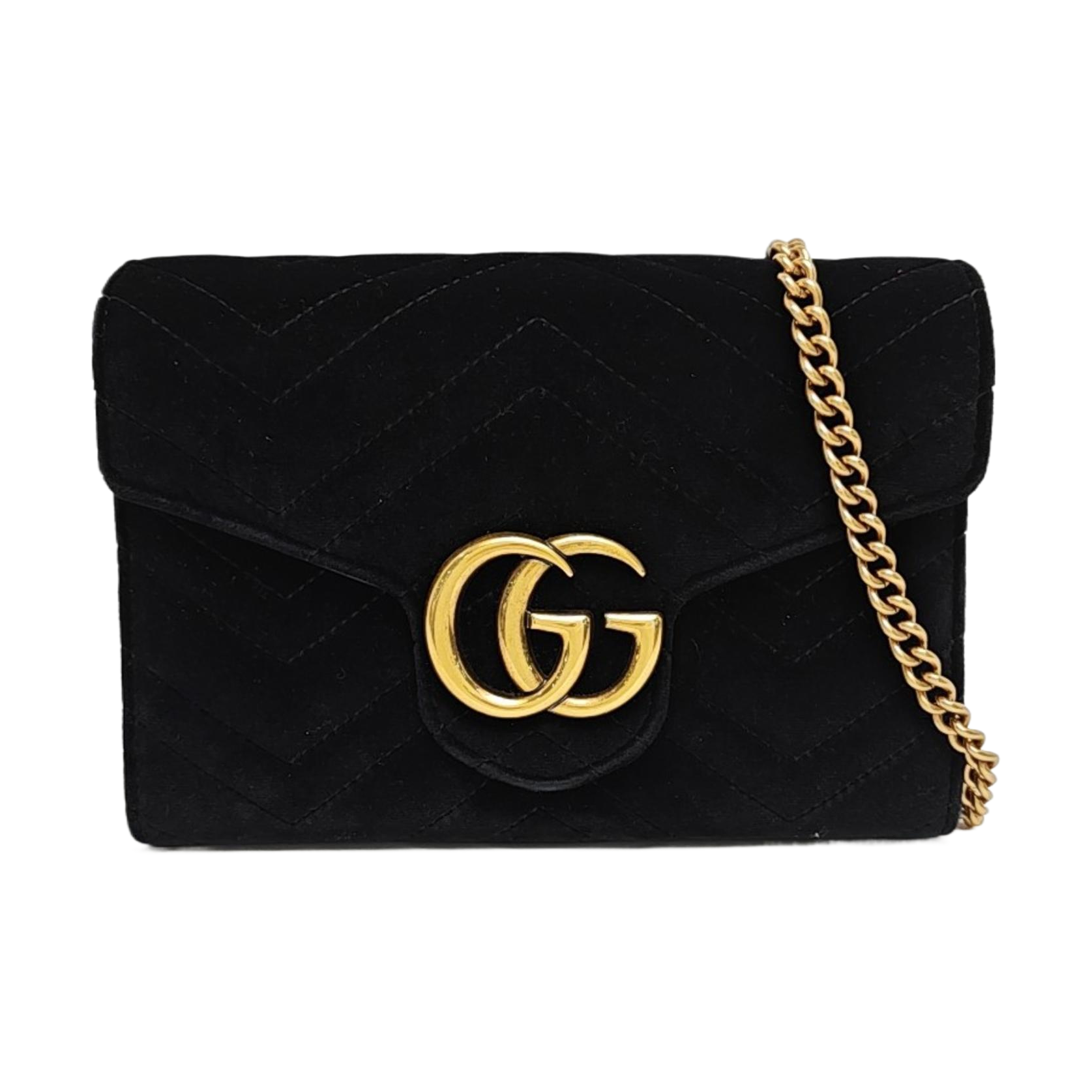 GG Marmont Mini Quilted Velvet Black