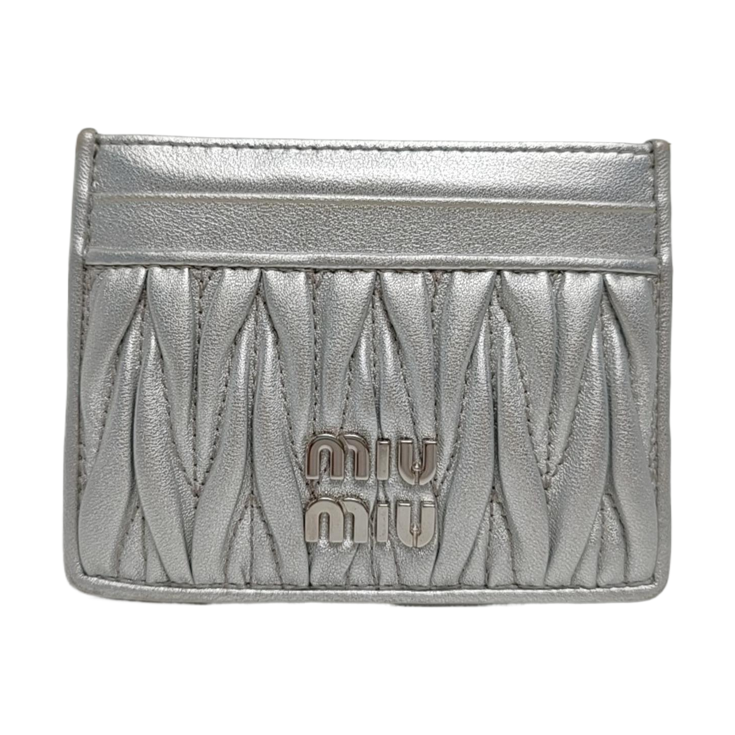 Matelassé Quilted Lambskin Silver Card Holder
