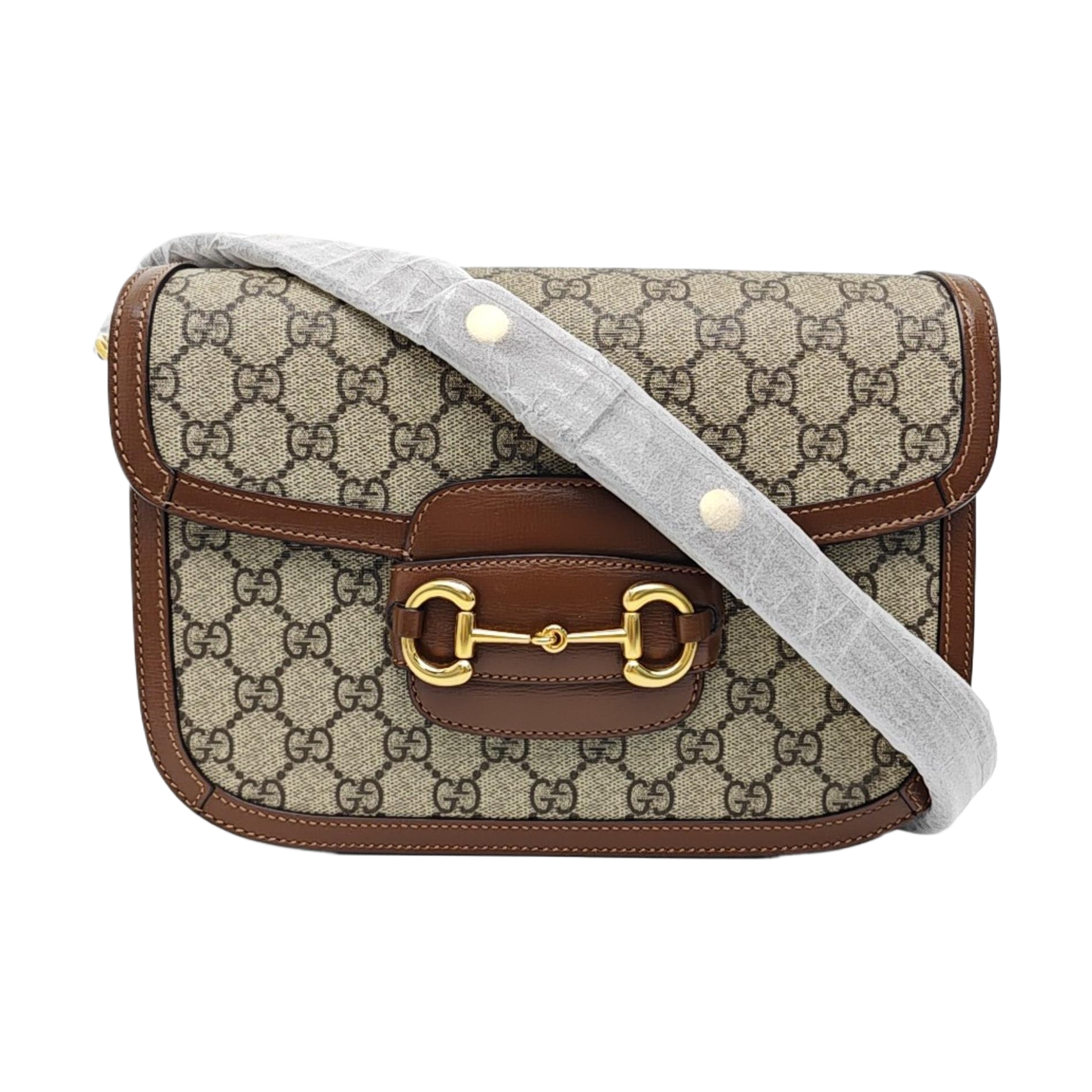 Horsebit 1955 Medium Monogram Coated Canvas Beige