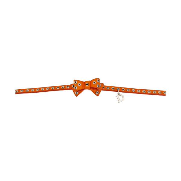 Bow Leather Orange Necklace
