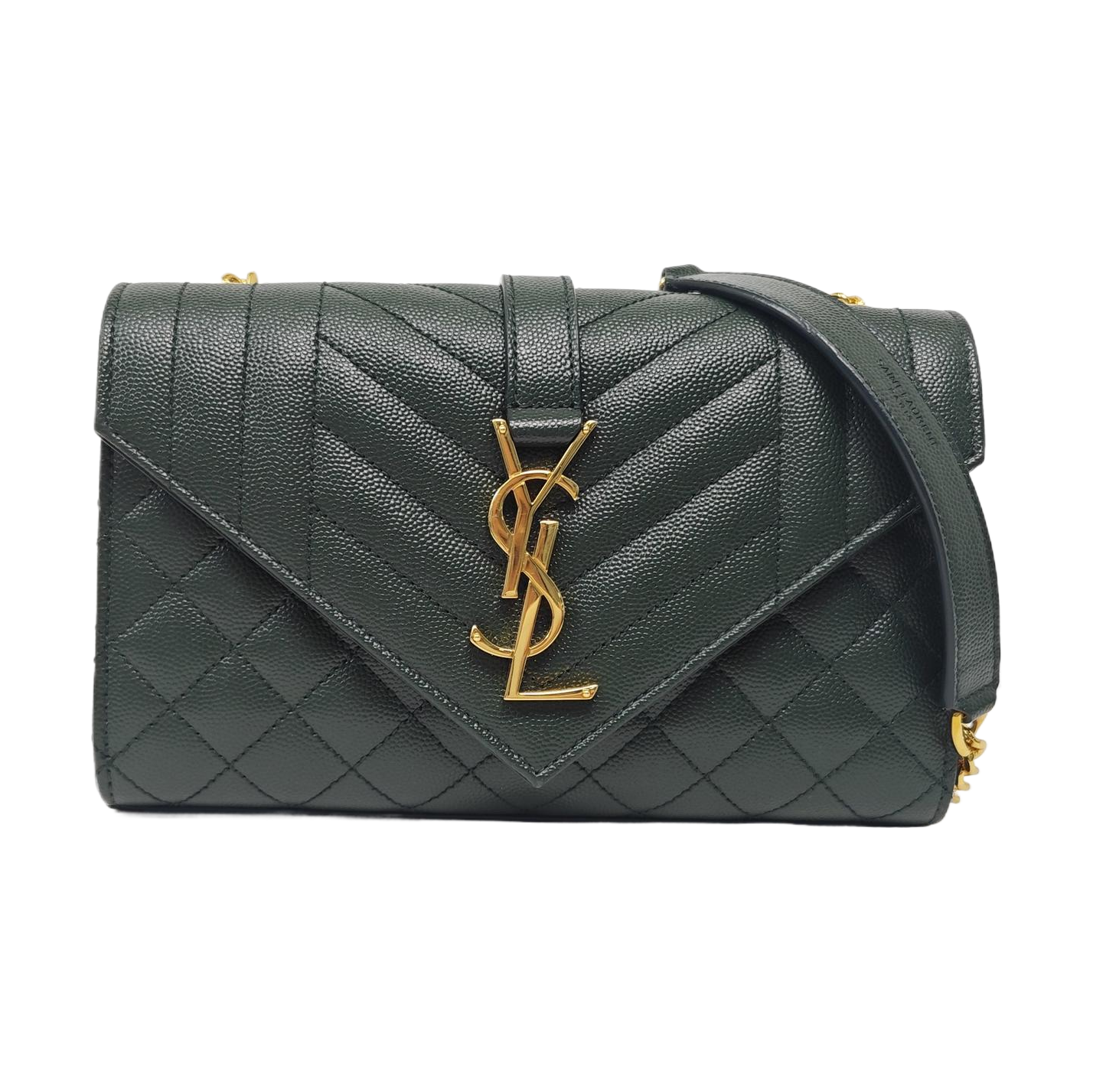 Authenticated pre-owned  ENVELOPE Small Chevron, Quilted Calfskin Green - Shoulder Bag at Looply