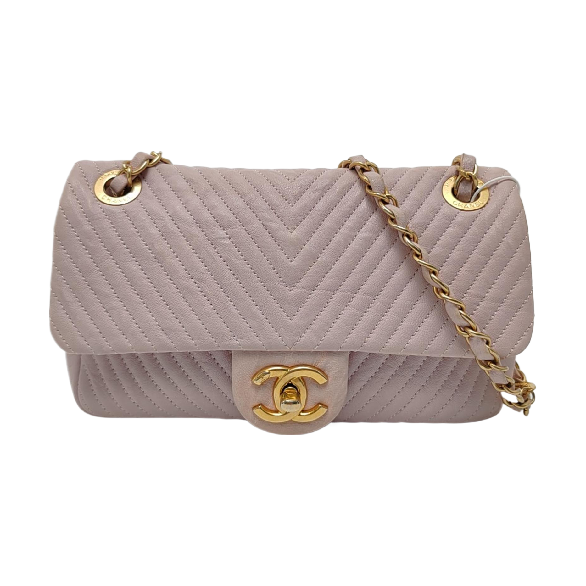 Mini Chevron, Quilted Lambskin Pink