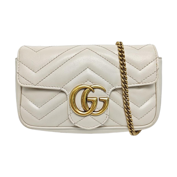 GG Marmont Mini Quilted Calfskin White