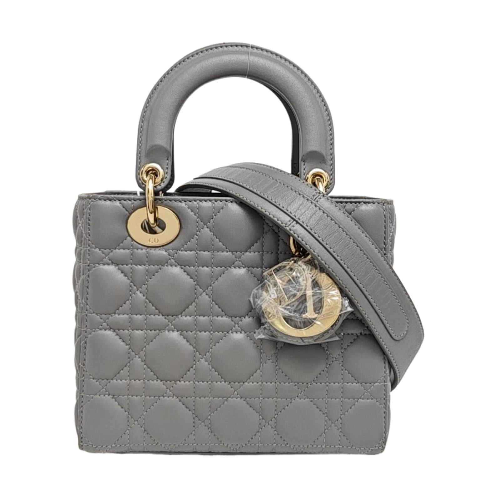 Lady Dior Small Cannage Lambskin Gray