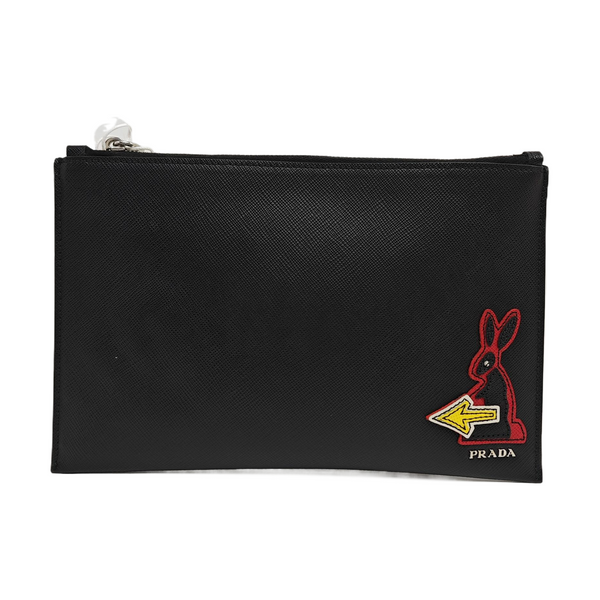 Saffiano Calfskin Clutch Black