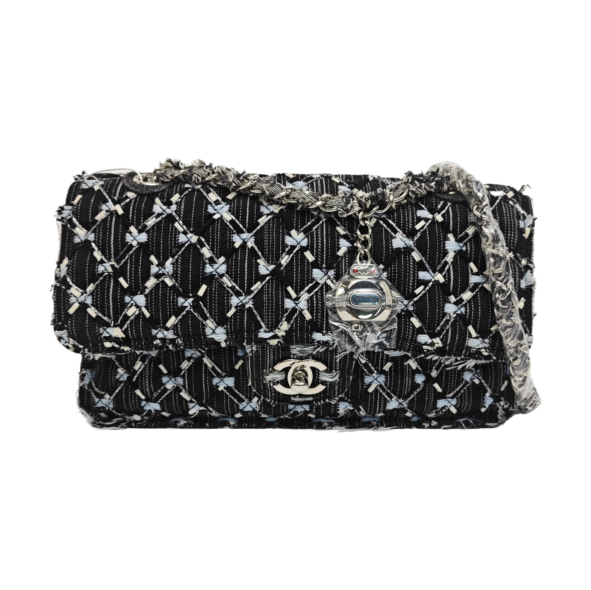 Quilted Fabric Shoulder Bag Black