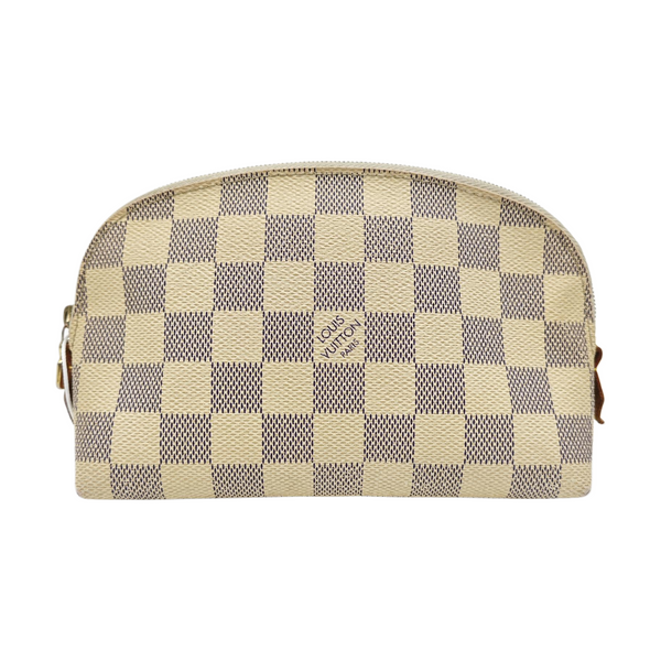 COSMETIC PM Damier Azur Coated Canvas White