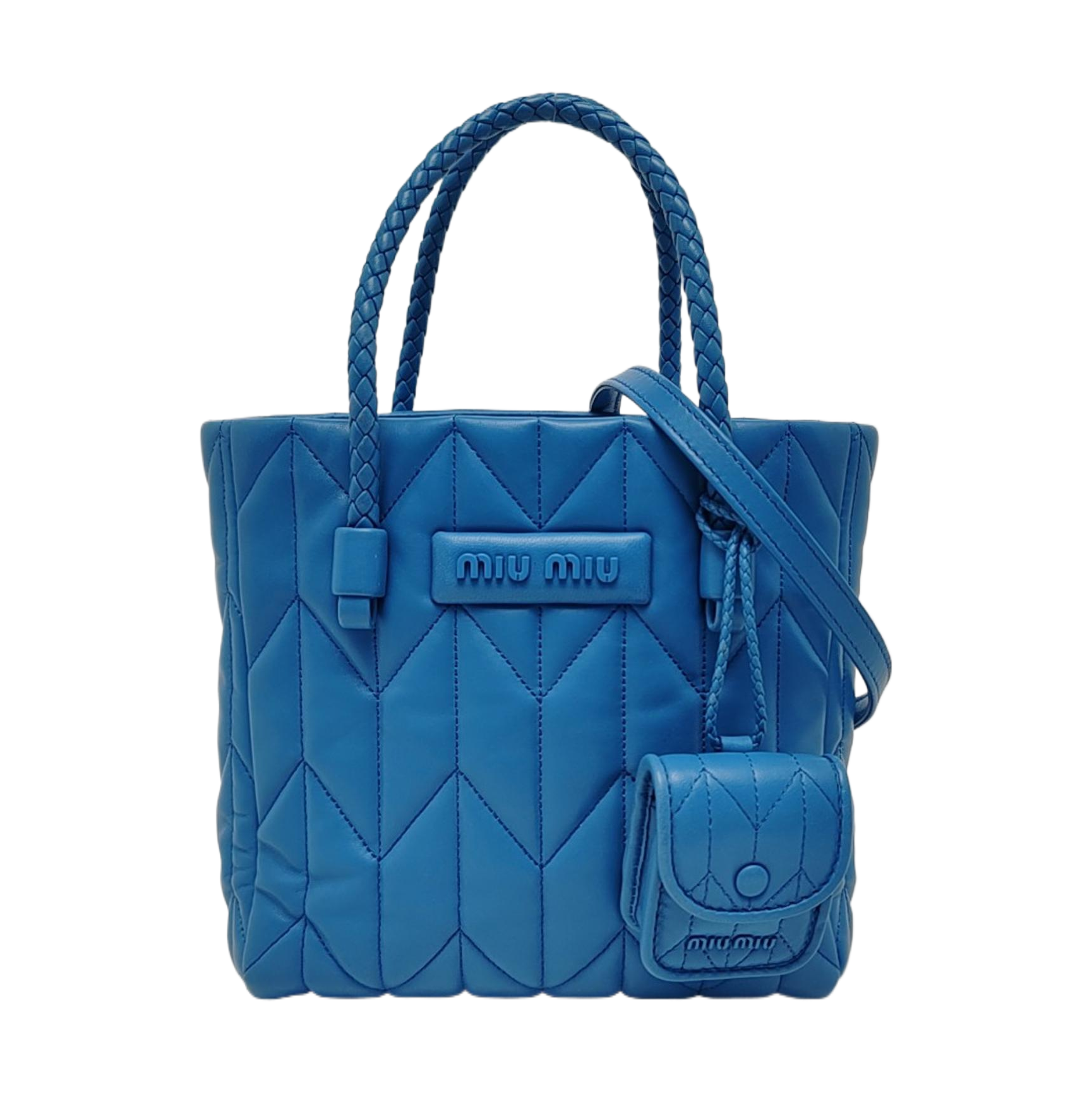 Bow Tote Small Quilted Lambskin Blue