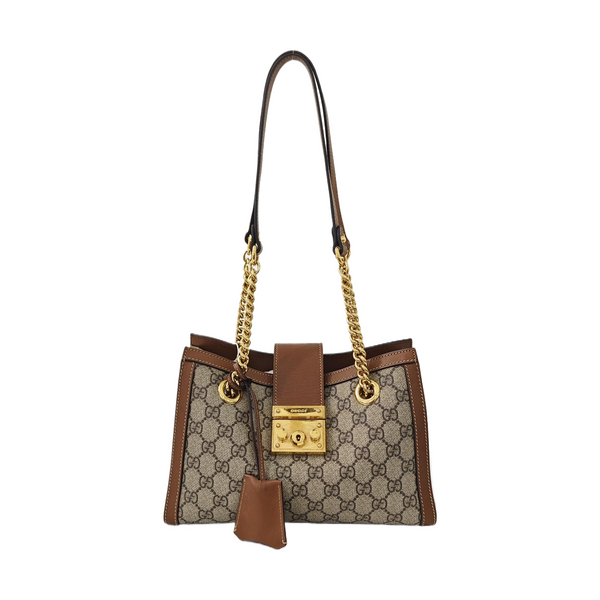 Padlock Small Monogram Coated Canvas Beige