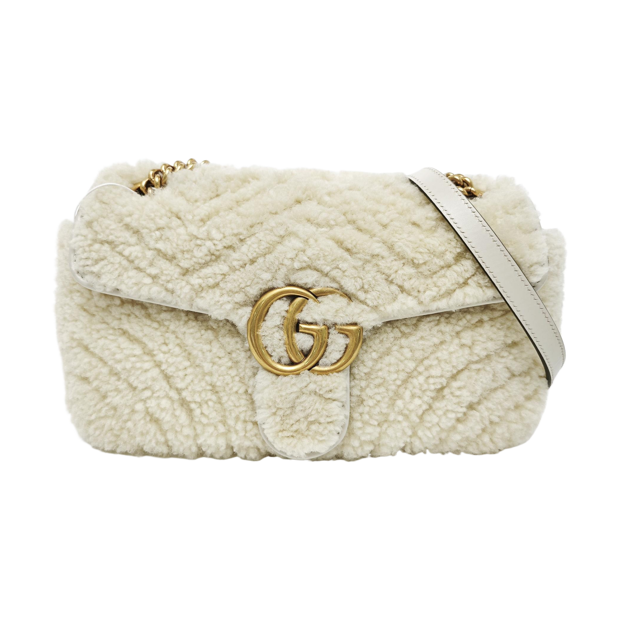 GG Marmont Medium Quilted Sheepskin Beige