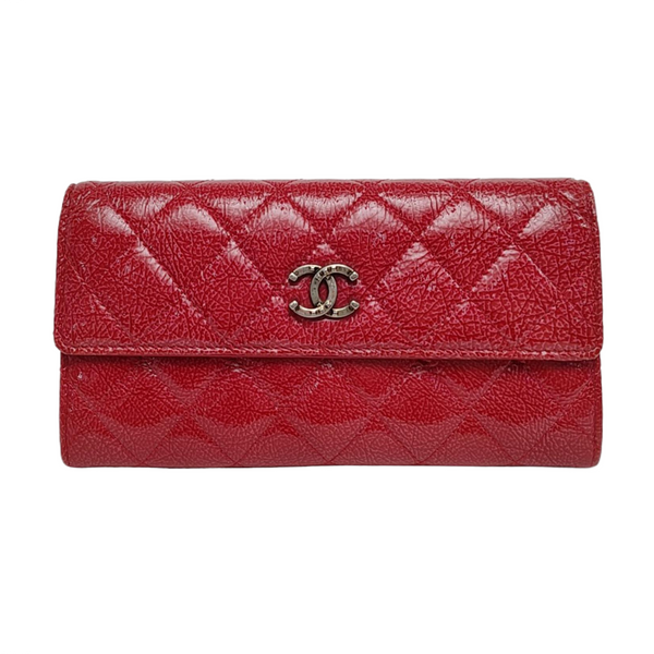Quilted Patent Lambskin Wallet Pink