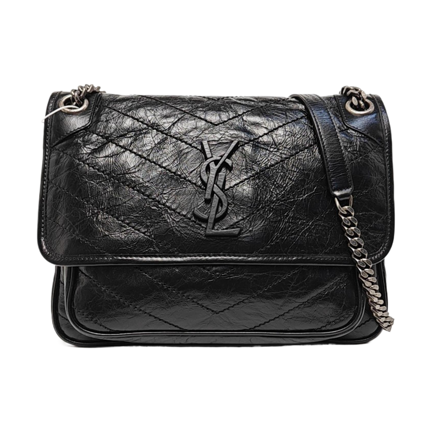NIKI Medium Chevron Calfskin Black