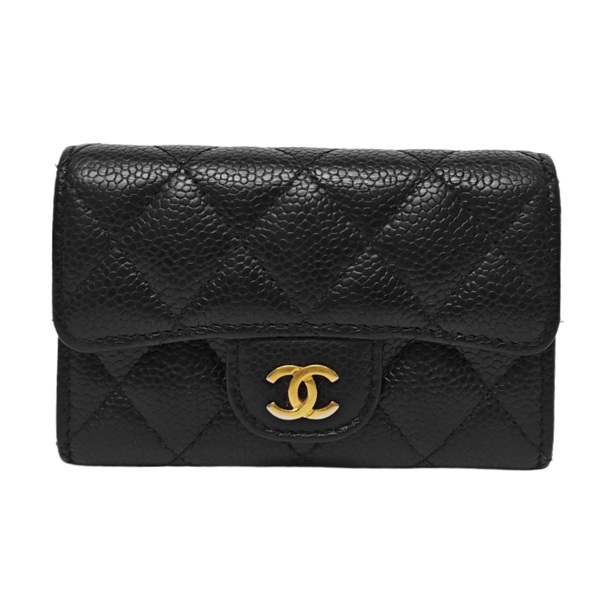CLASSIC FLAP Quilted Grained Calfskin Black Card Holder
