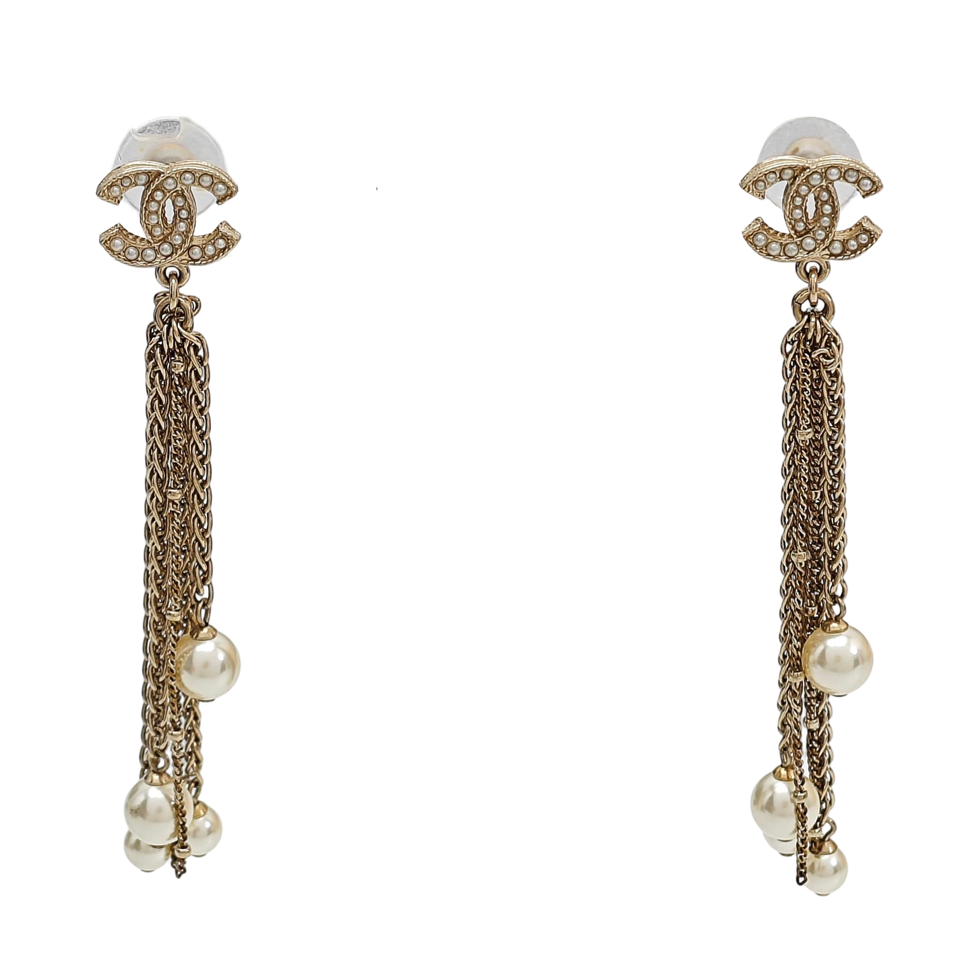 CC Logo Metal Gold Stud Earrings