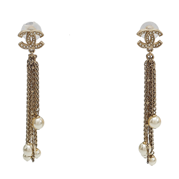 CC Logo Metal Gold Stud Earrings