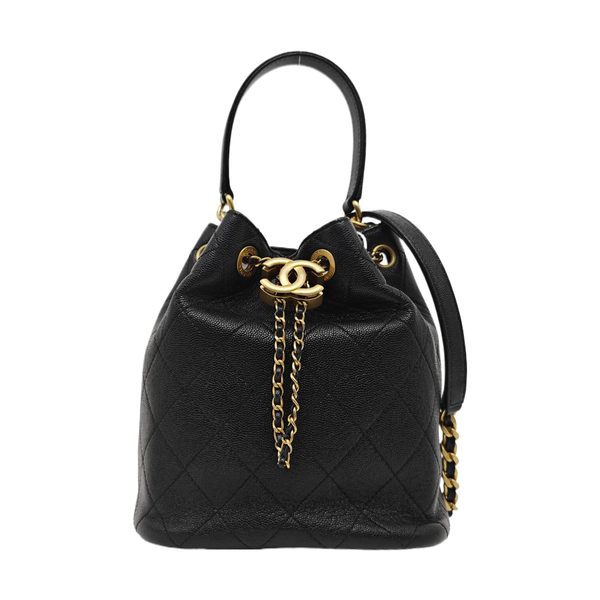 DRAWSTRING Quilted Calfskin Black