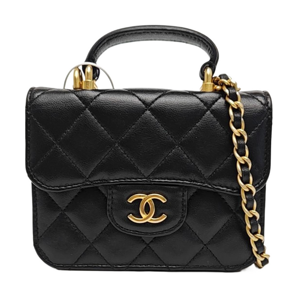 Quilted Lambskin Shoulder Bag Black
