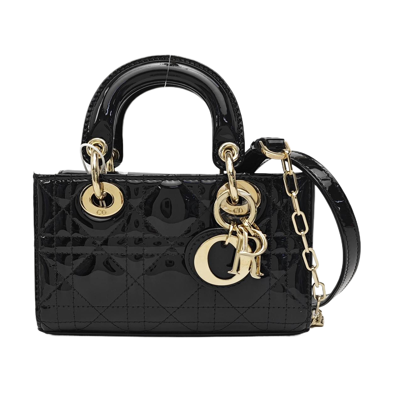 Lady Dior Super Mini Cannage Patent Leather Black