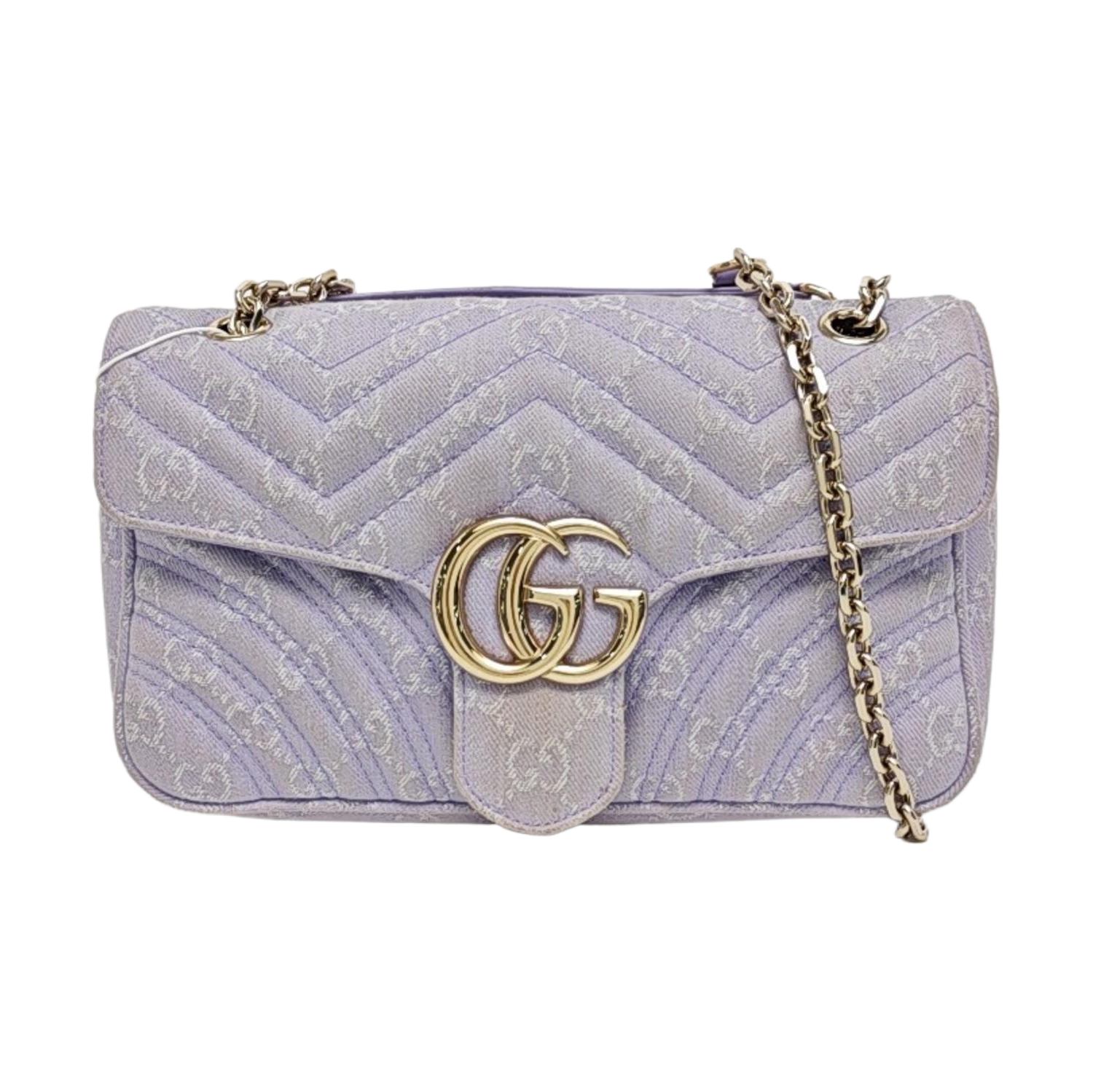 GG Marmont Medium Quilted Denim Purple