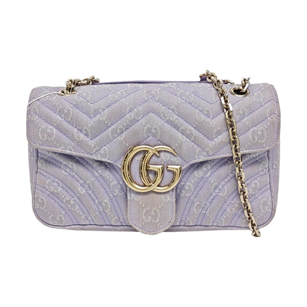 GG Marmont Medium Quilted Denim Purple