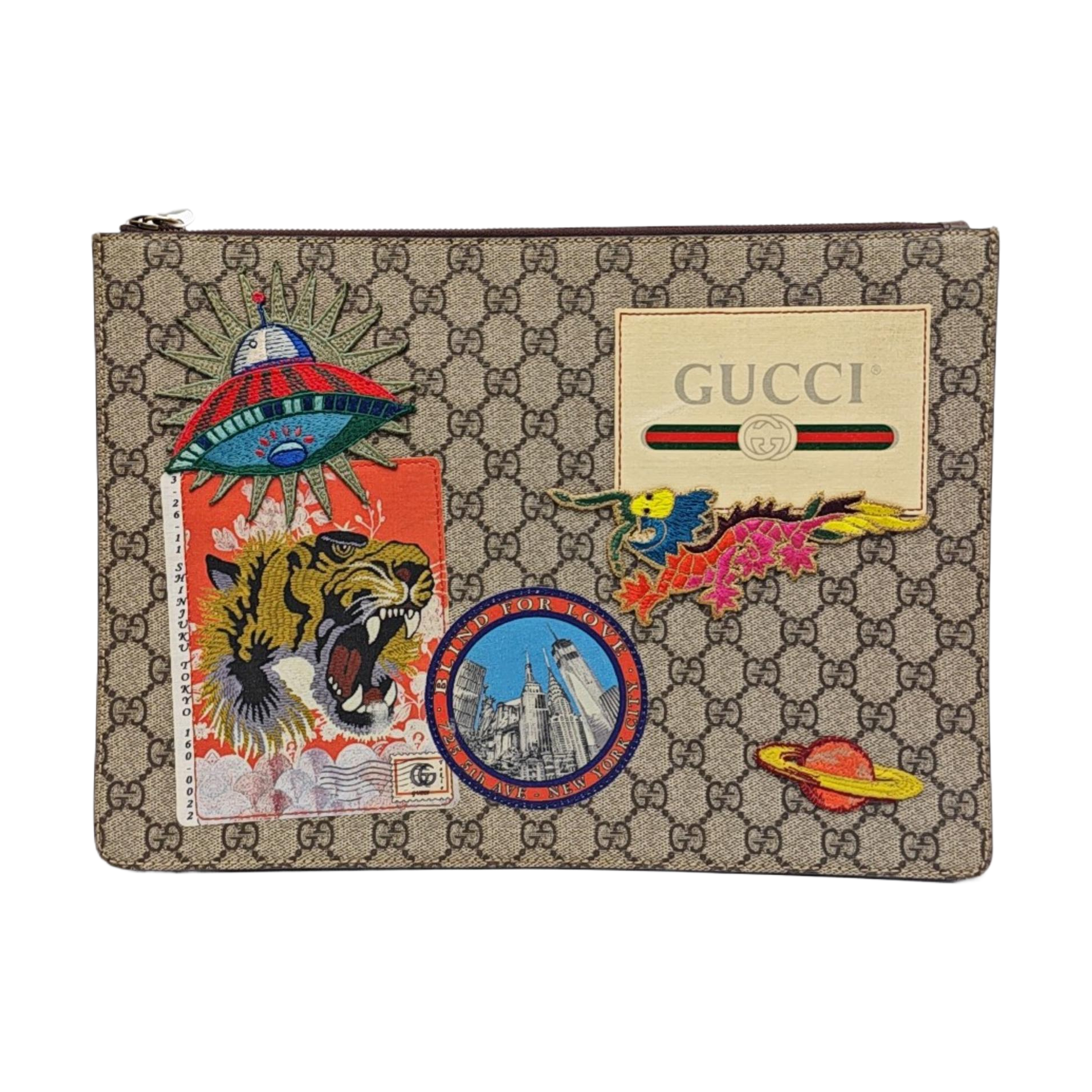 Monogram Coated Canvas Clutch Beige