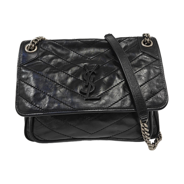 NIKI Medium Chevron Calfskin Black