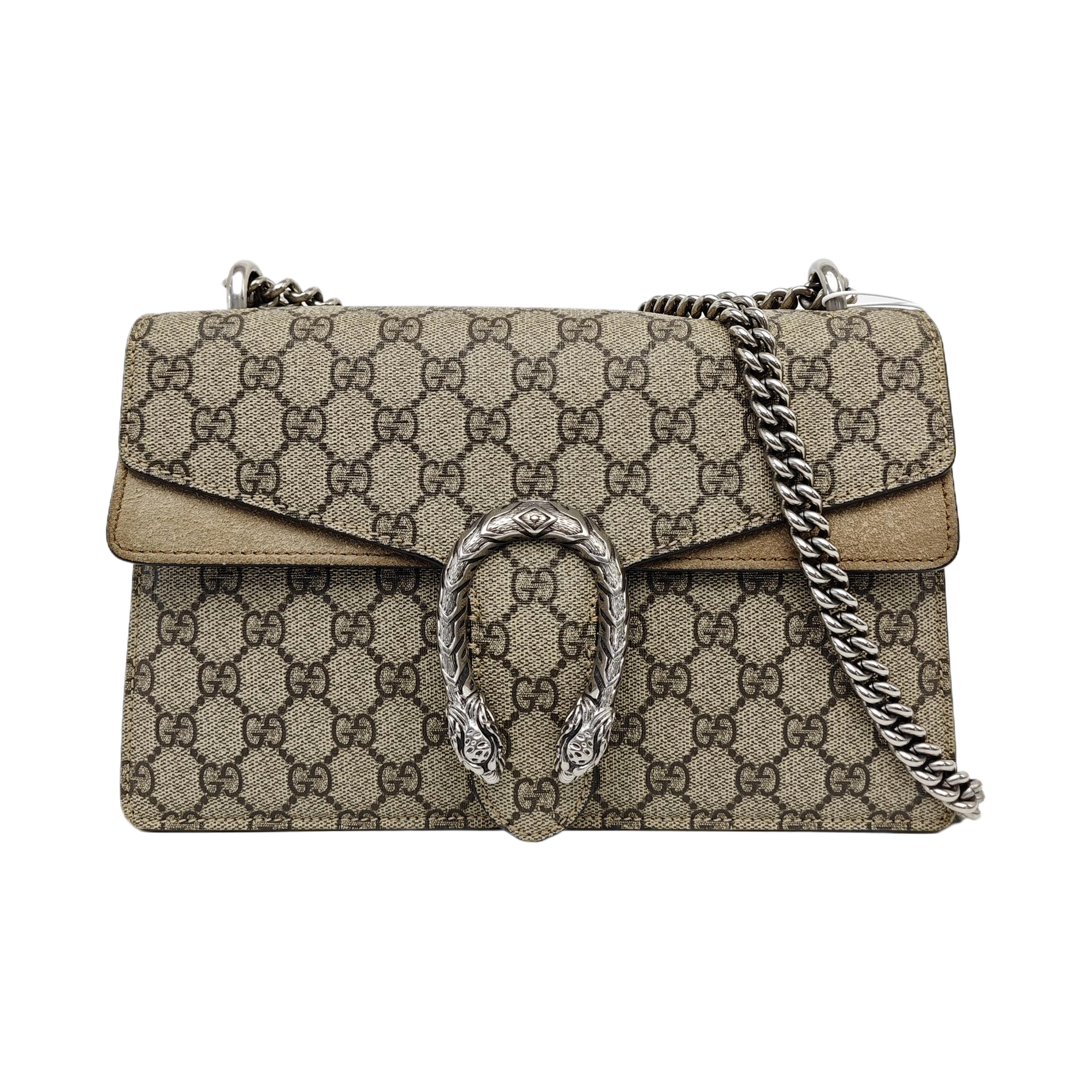 Dionysus Small Monogram Coated Canvas Beige