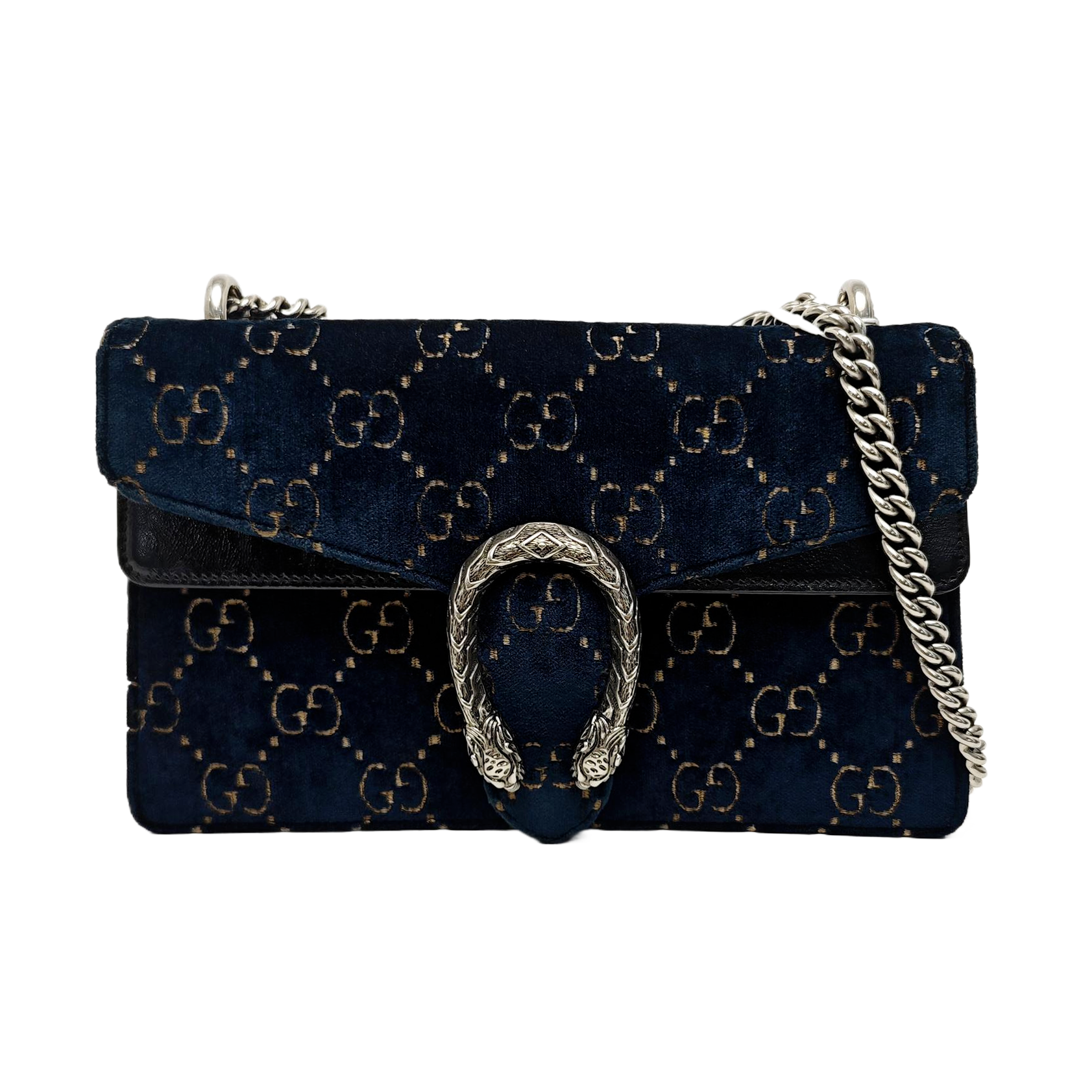 Dionysus Small Monogram Velvet Blue