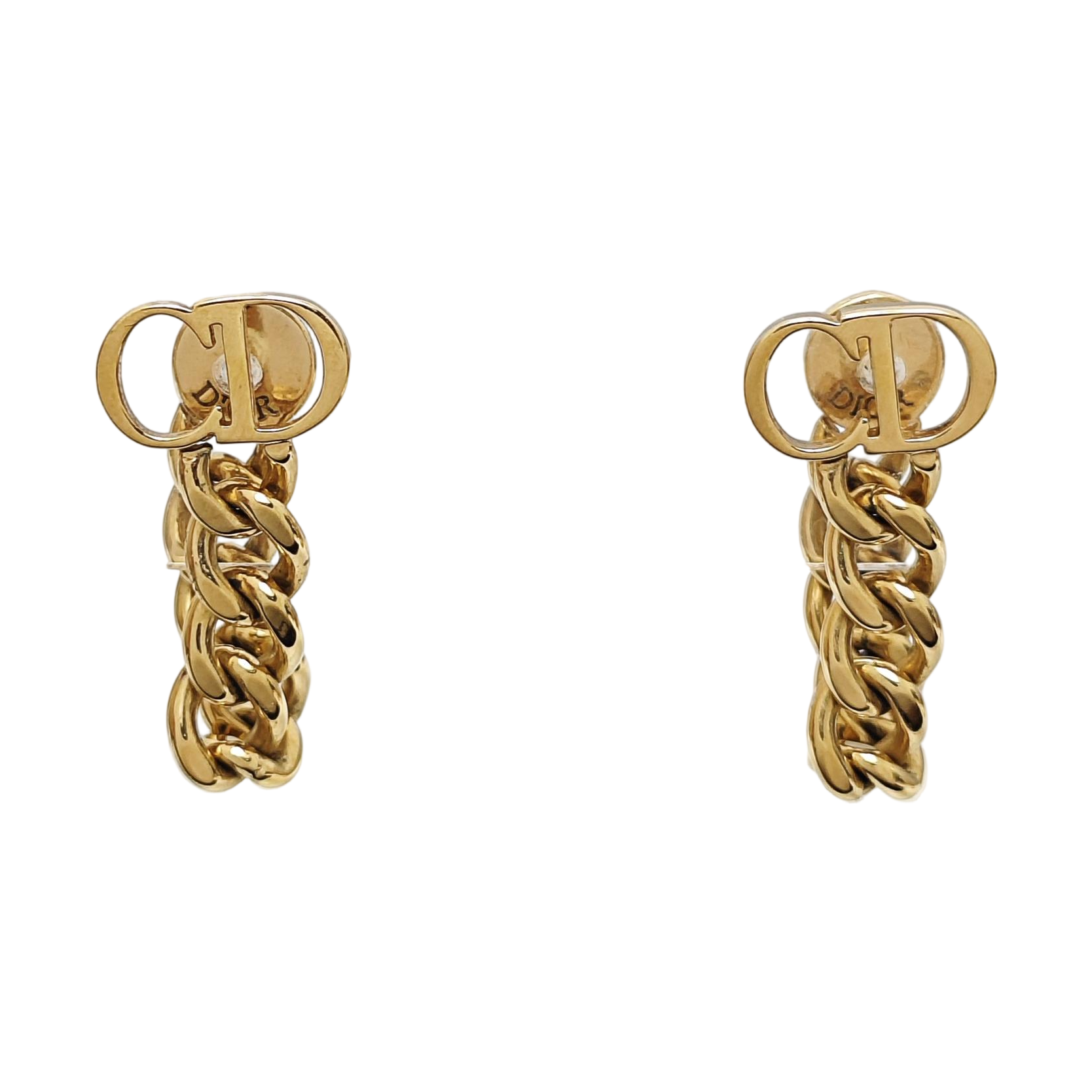 CD Icon Metal Gold Stud Earrings