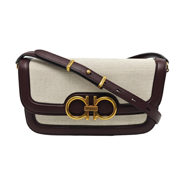 Gancini Canvas Beige