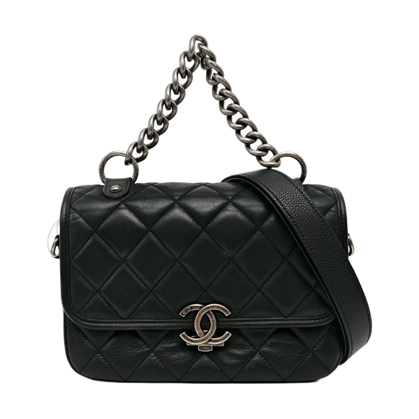 Quilted Calfskin Shoulder Bag Black