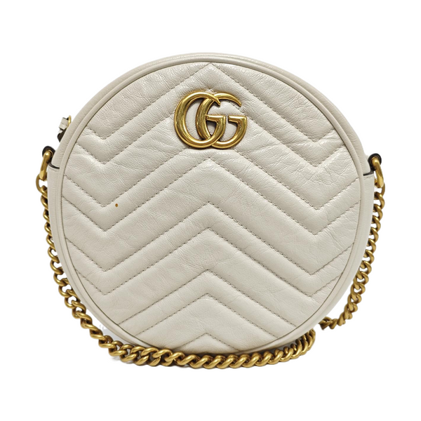 GG Marmont Mini Quilted Calfskin White