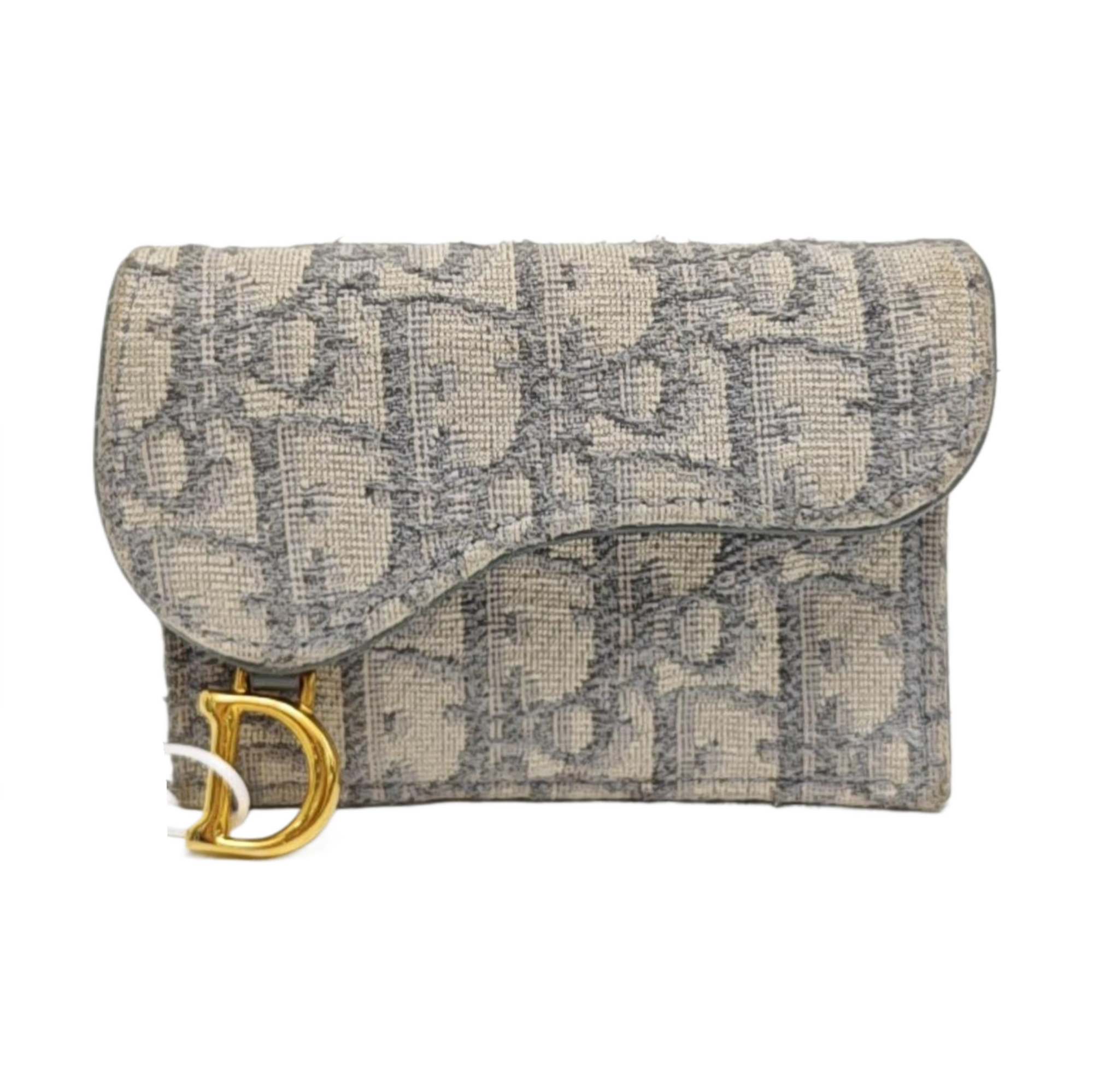 Saddle Mini Oblique Fabric Gray Wallet
