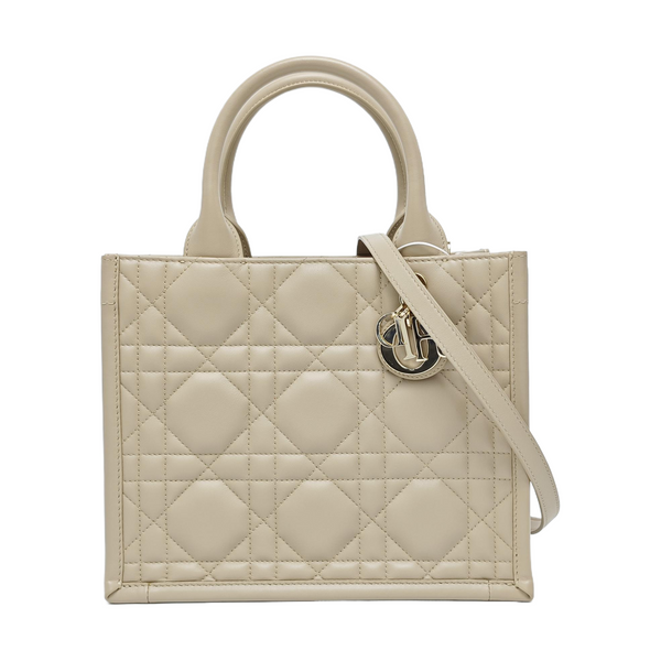Book Tote Small Quilted Calfskin Beige