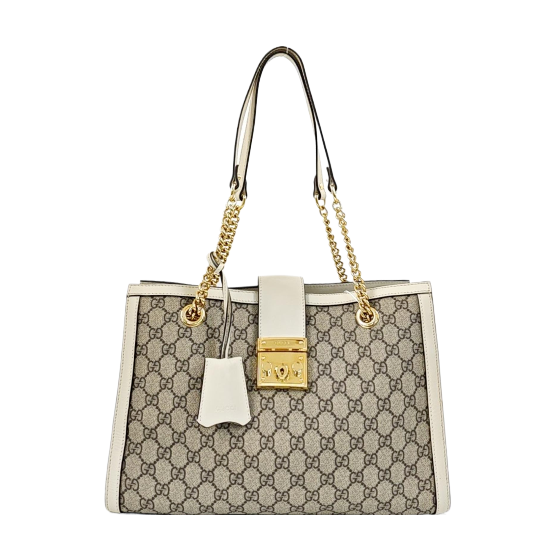 Padlock Medium Monogram Coated Canvas Beige