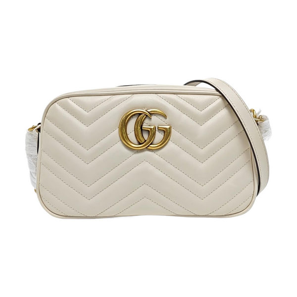 Authenticated pre-owned  GG Marmont Small Quilted Calfskin White - Shoulder Bag at Looply